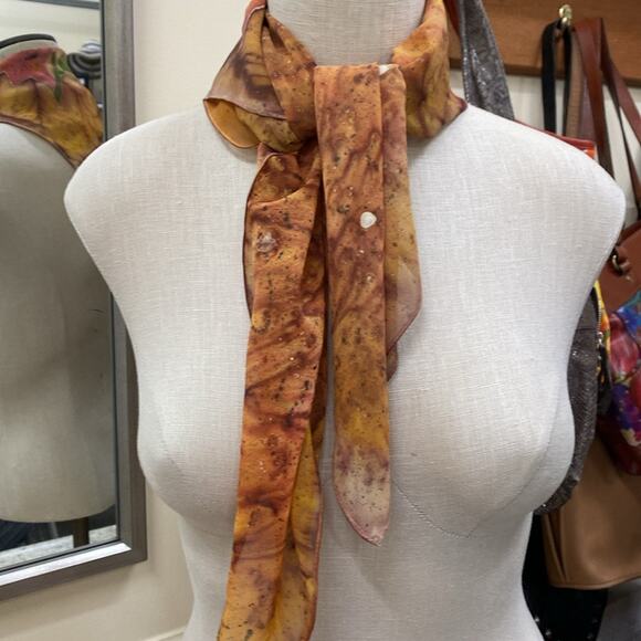 Vintage Accessories - Vintage Batik hand painted floral print square scarf or wrap